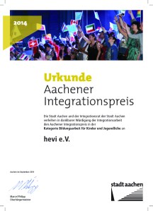 Integrationspreis Urkunde