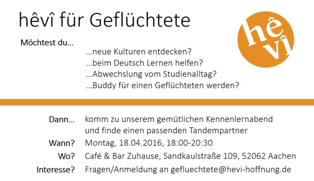 hevi für Geflüchtete - Flyer Buddies 18.04.2016