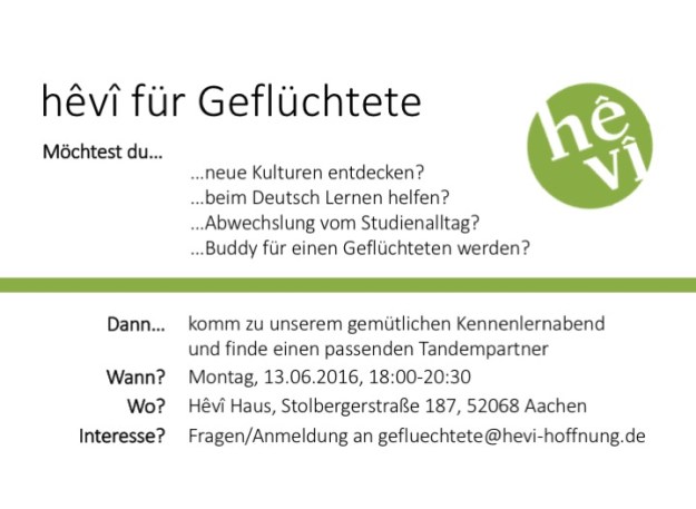 hevi für Geflüchtete Flyer Buddies 13.6.16